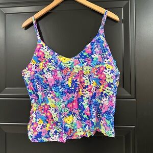 Bright Multi Floral V-Neck Spaghetti Strap Cami - Blue/Pink